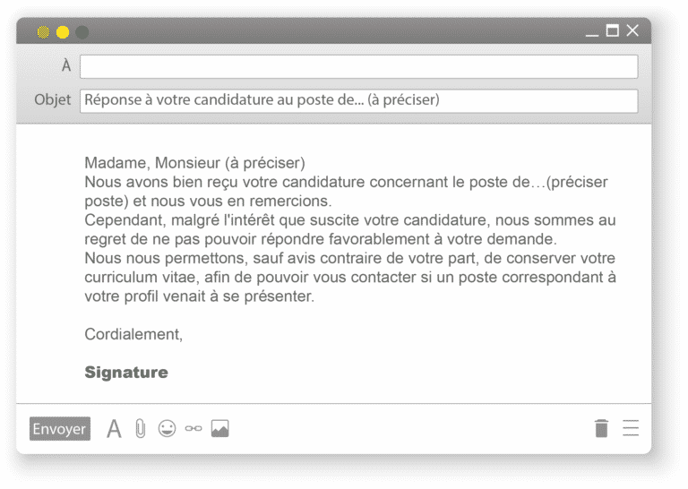 Lettre type de refus de candidature