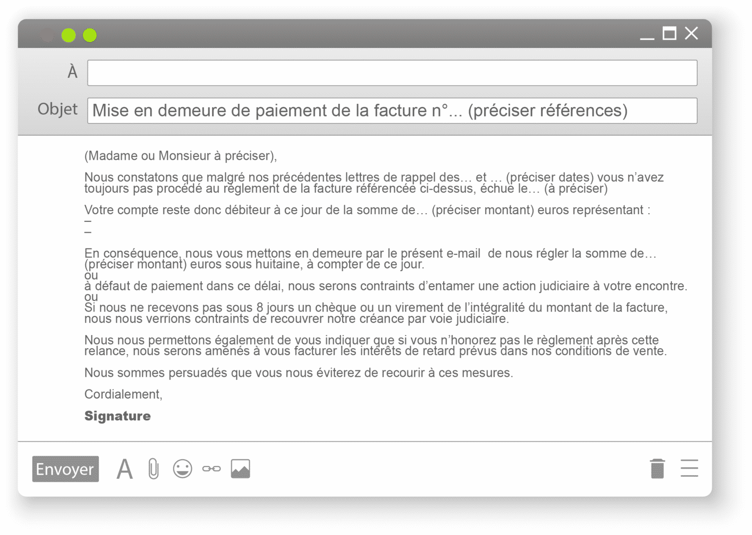 Lettre type de mise en demeure de payer (relance 3)