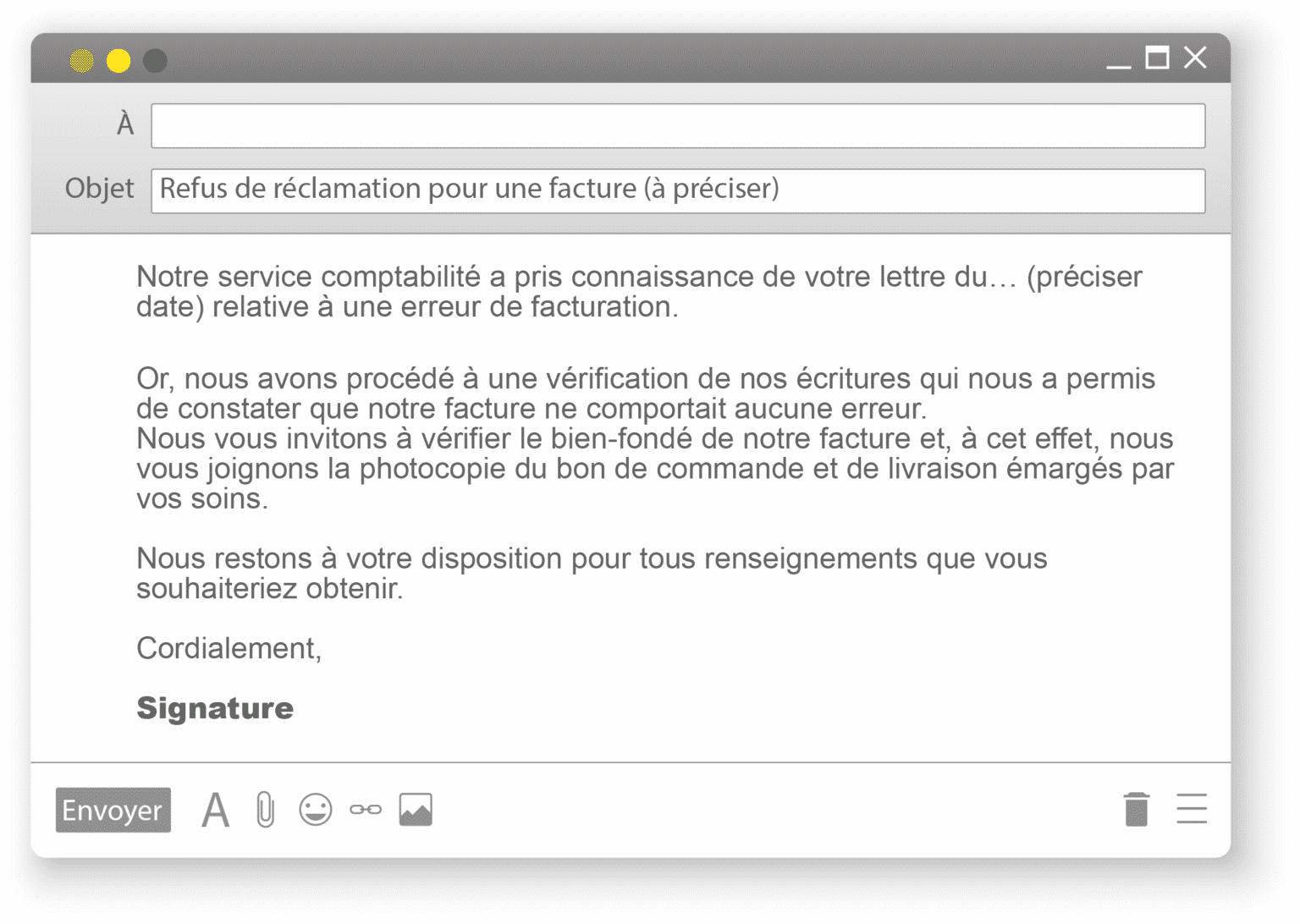 Lettre type de refus de réclamation pour une facture