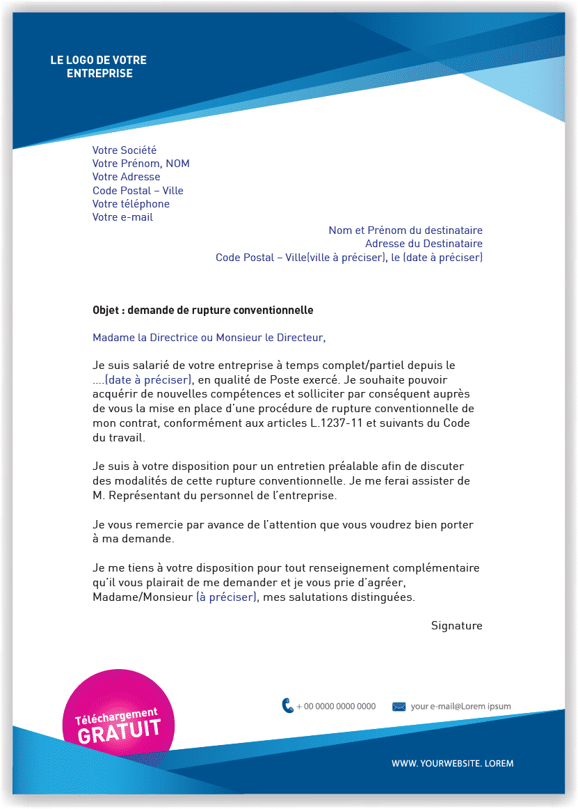 Nouvelle Exemple De Lettre Pour Une Rupture Conventionnelle Vrogue